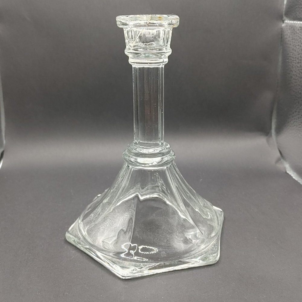 Glass Candlestick Holder - 6 Inch